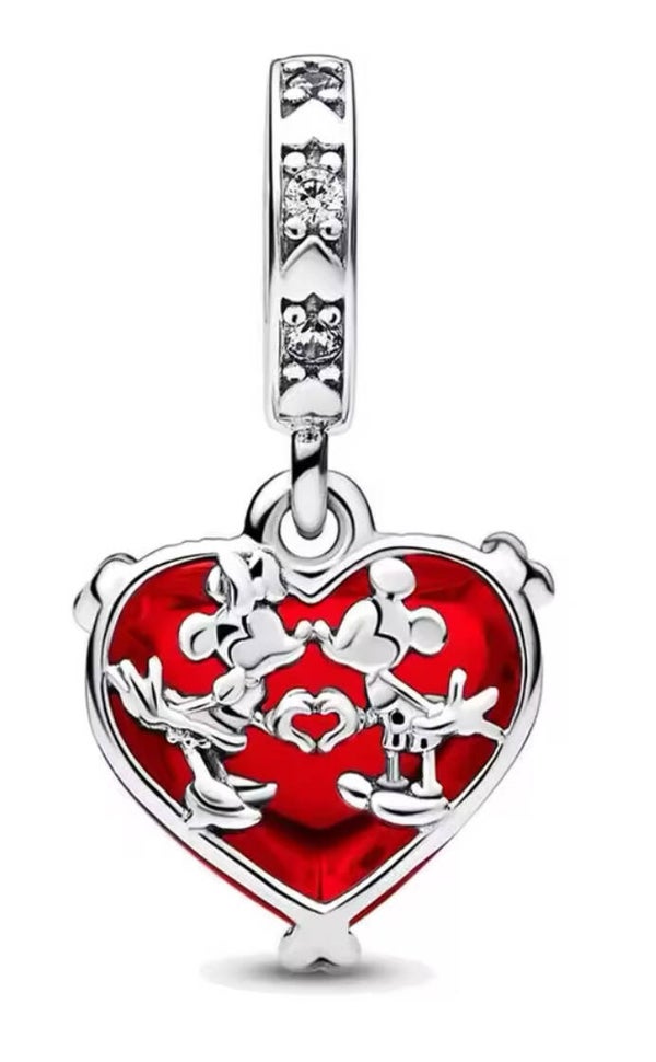 Bedel Mickey Minnie hart zilver