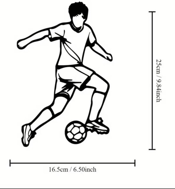 Wanddecoratie metaal voetballer