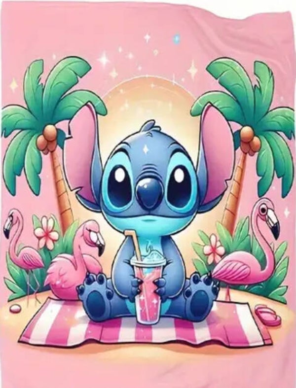 Fleecedeken Stitch flamingo 150x200 cm