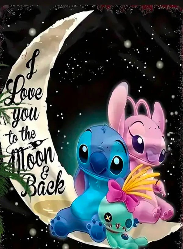 Metalen Bordje Stitch Maan 20x30 cm