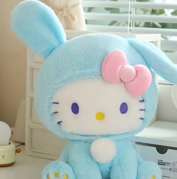 Hello Kitty als konijn blauw 25 cm
