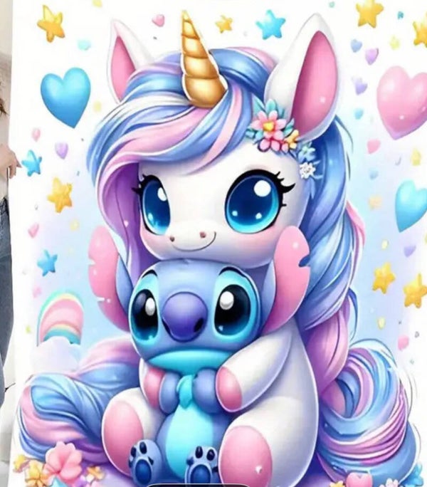 Stitch Fleecedeken met Unicorn 150x200 cm