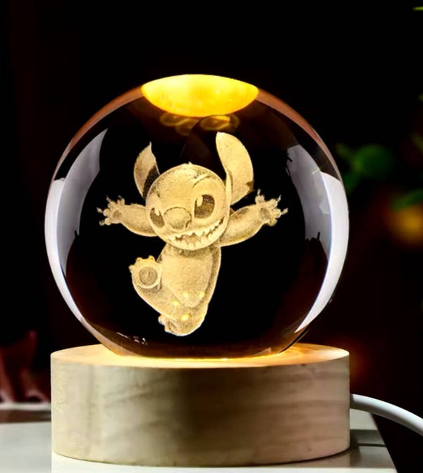 Lampje Stitch in glazen bol met USB stekker