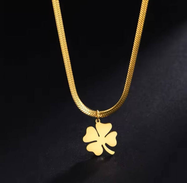 Ketting Klavertje goud stainless steel