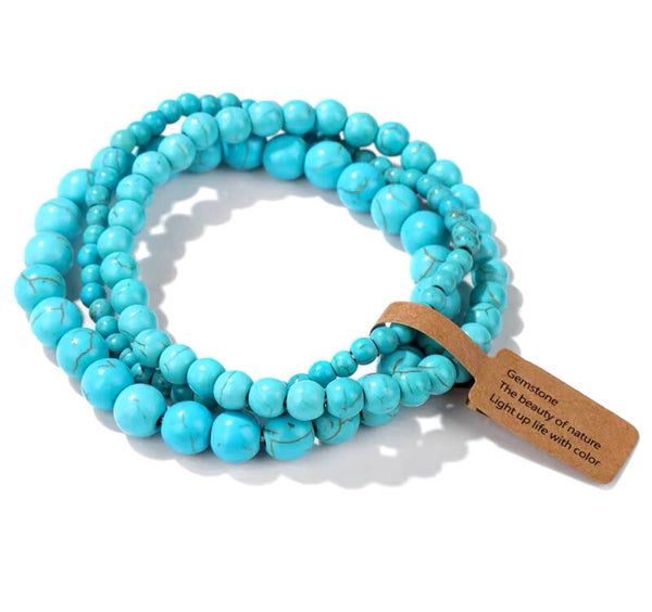 Natuursteen kralen armbanden Turquois 19 cm (3 stuks)