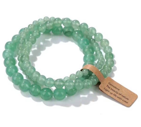 Natuursteen kralen armbanden Green Aventurine 19 cm (3 stuks)