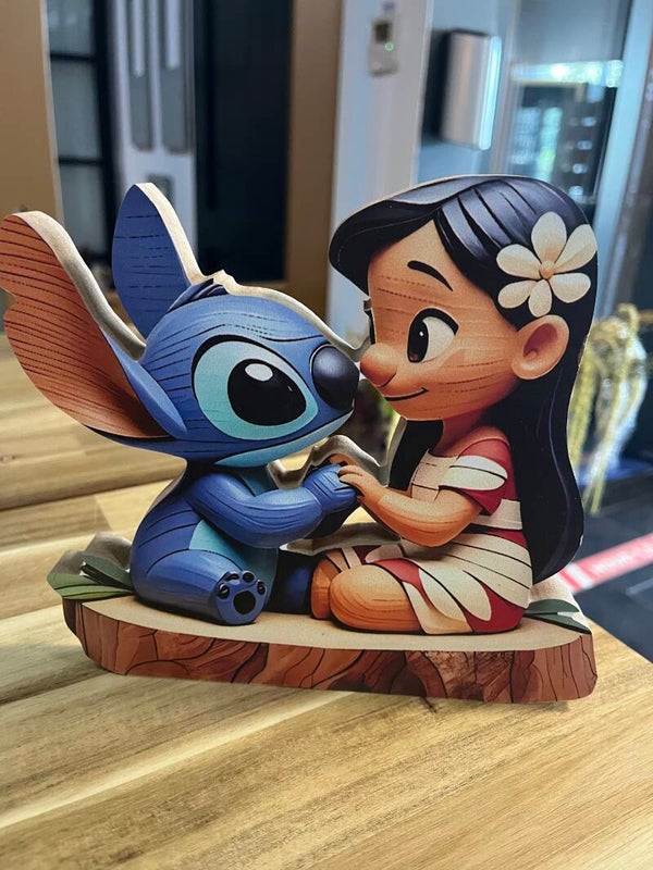Houten staande bordje Lilo en Stitch