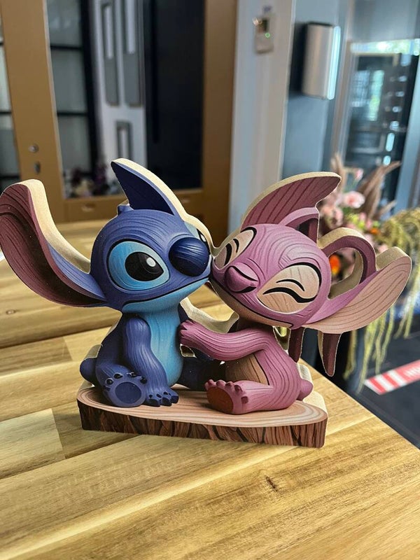 Houten staande bordje Stitch en Angel