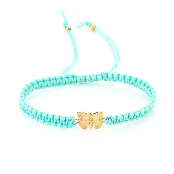 Enkelbandje met vlinder mint/goud