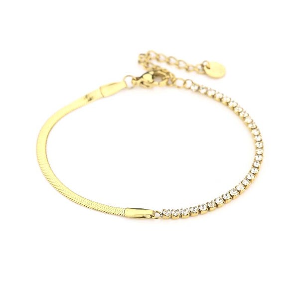 Armband strass snake goud