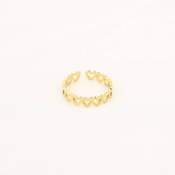 Ring hartjes goud verstelbaar