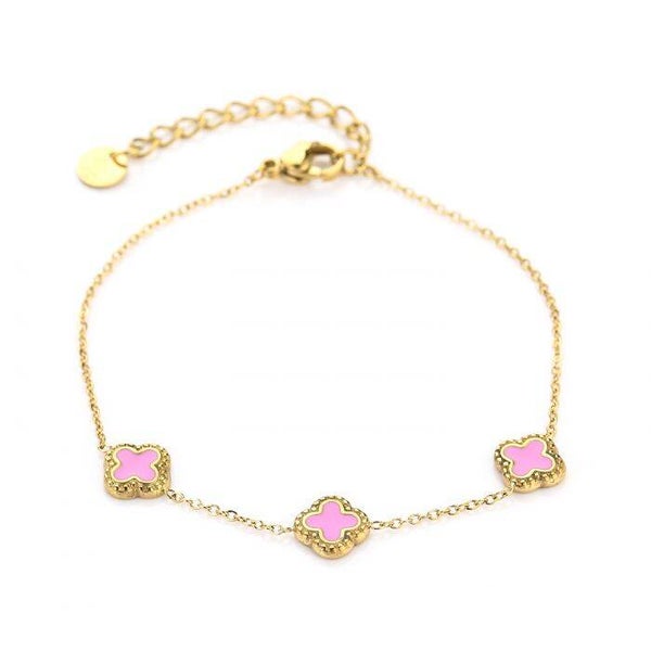 Armband klaver rose/goud