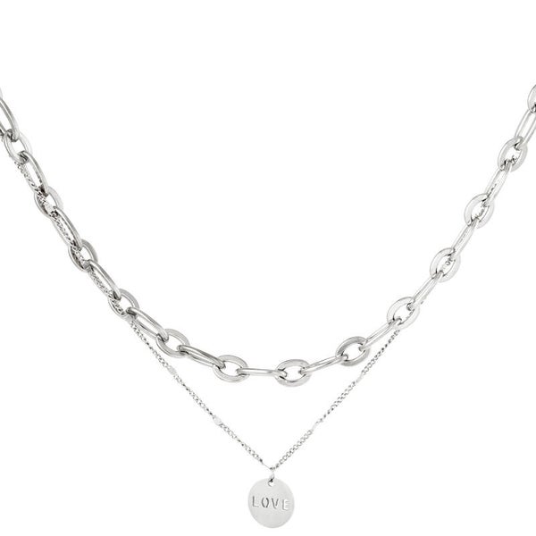 Dubbele ketting zilver love charm