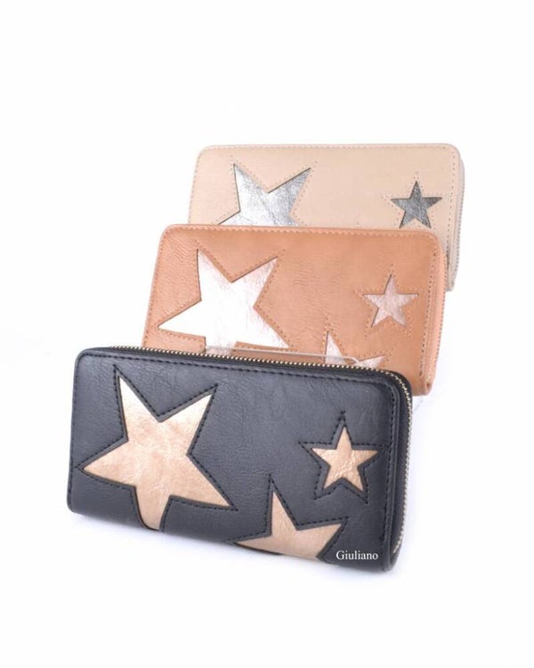 Kunstlederen portemonnee | Sterren CAMEL