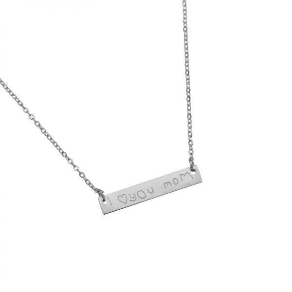 Ketting "I love you mom" zilver