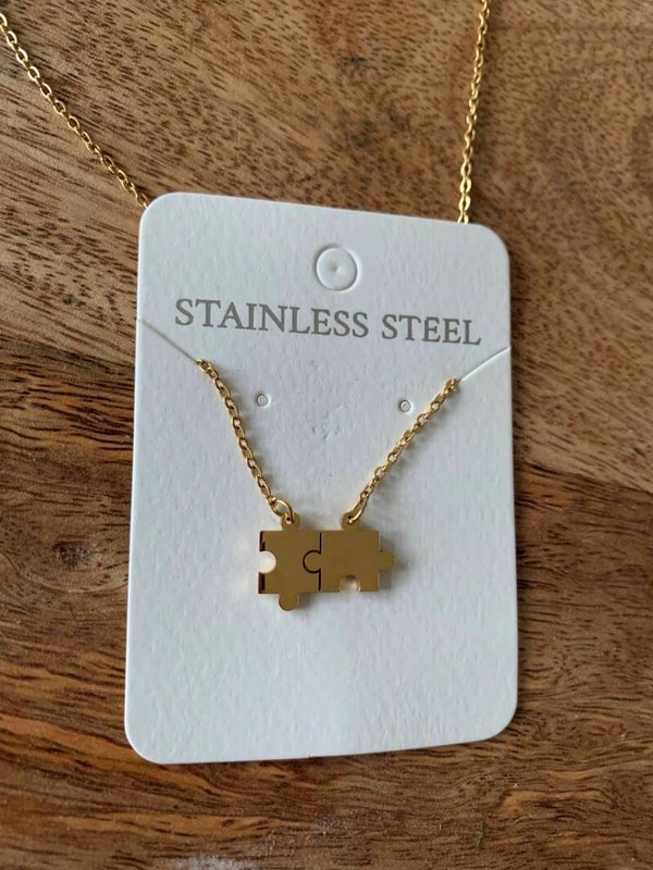 1 ketting met puzzelstukjes goud