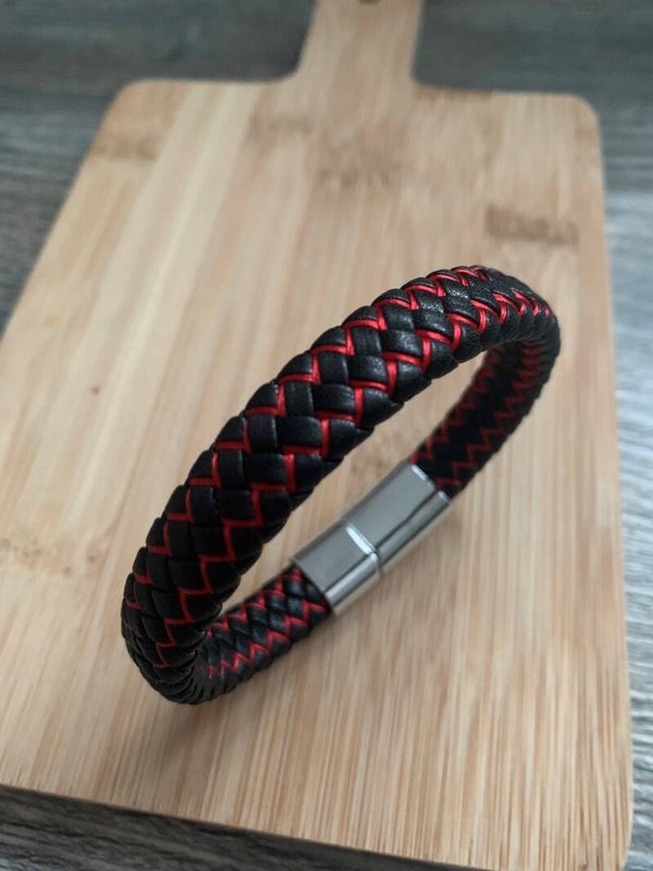 Armband zwart/rood 21 cm