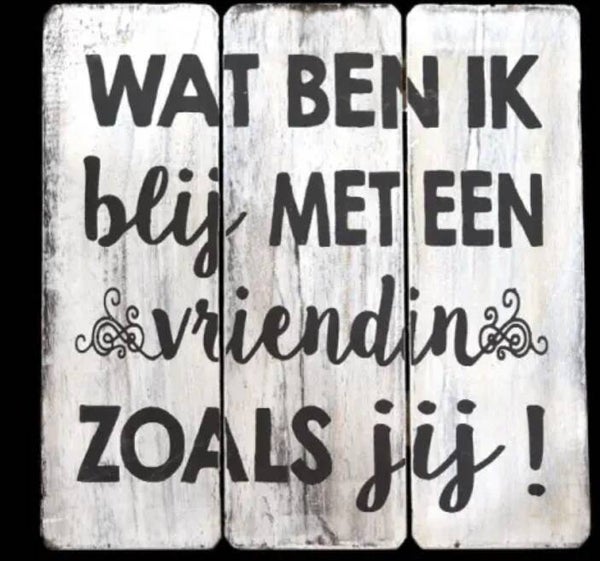 Tekstbord 20x20 cm "blij met een vriendin zoals jij"