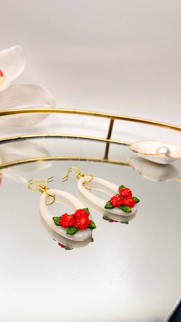 Handmade Floral Hoop Earrings