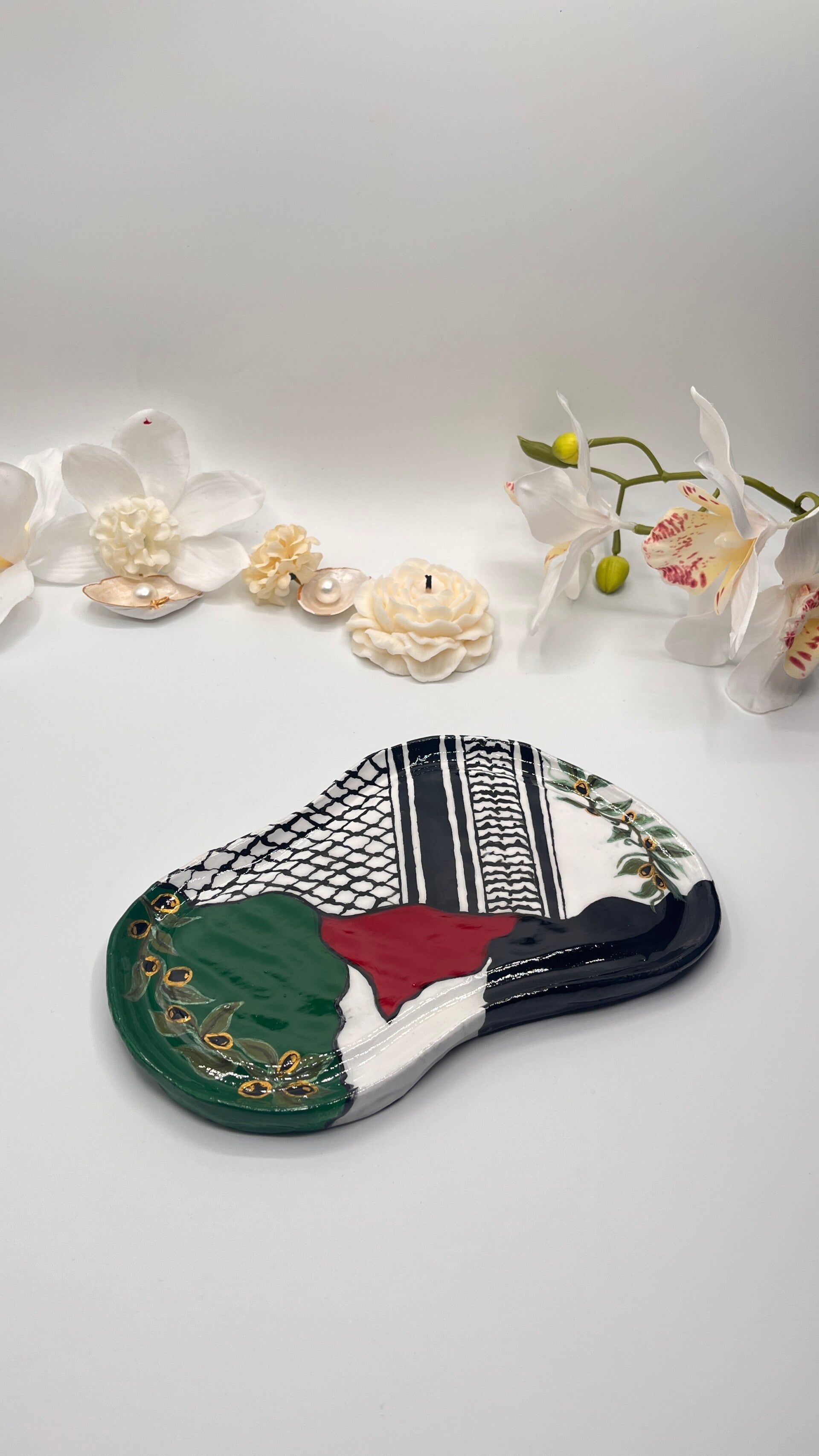 Palästina inspirierte Keramik Schale mit Keffiyeh Muster/ custom order