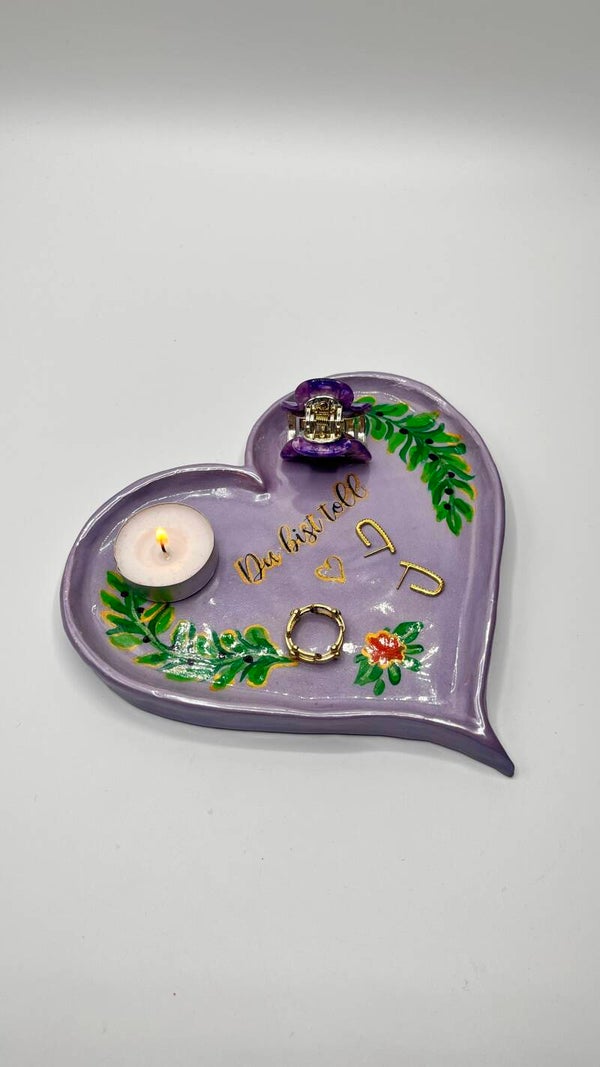 Schmuckablage in Herzform mit Schriftzug „Du bist toll“