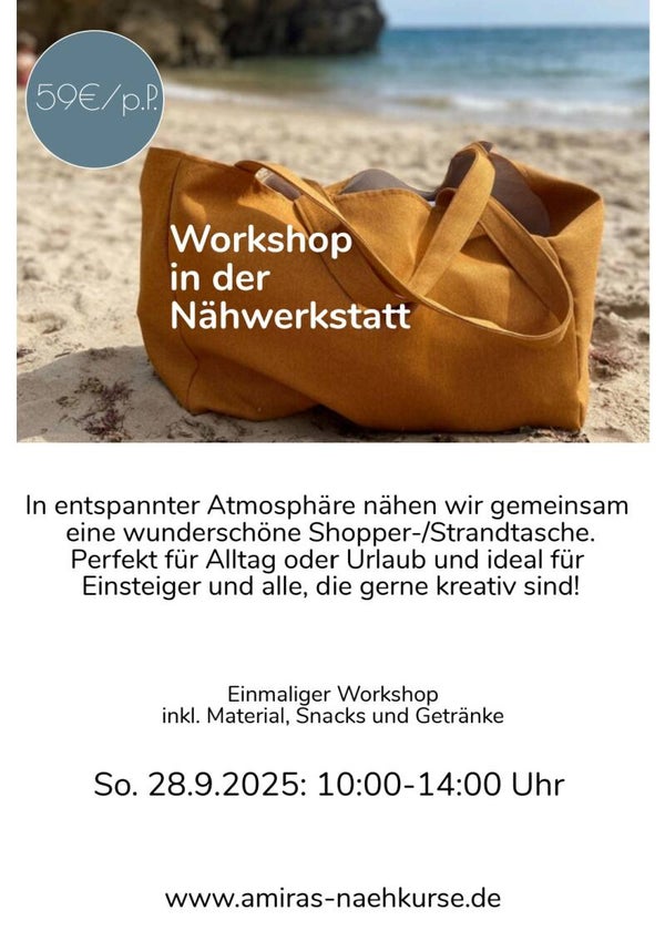 Workshop Strandtasche 28.9.2025 - Einmaliger Nähkurs für Erwachsene