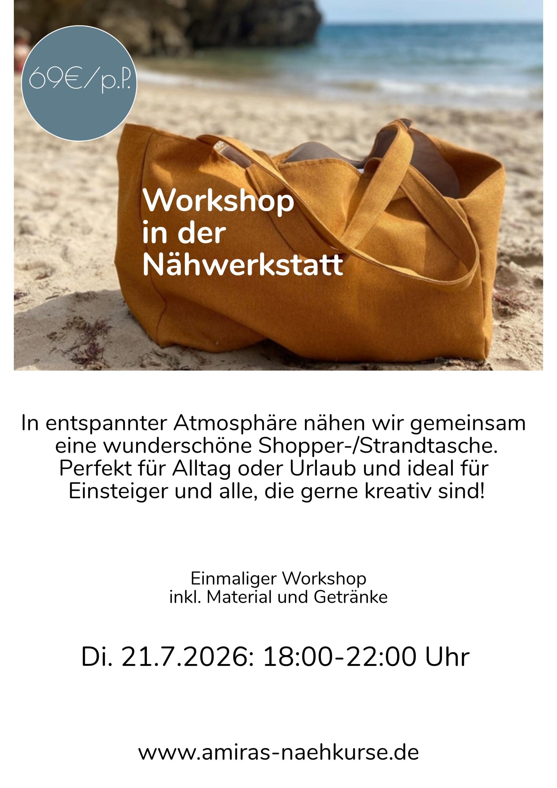 Workshop Strandtasche 21.7.2026 - Einmaliger Nähkurs für Erwachsene