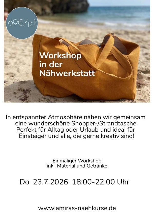 Workshop Strandtasche 23.7.2026 - Einmaliger Nähkurs für Erwachsene