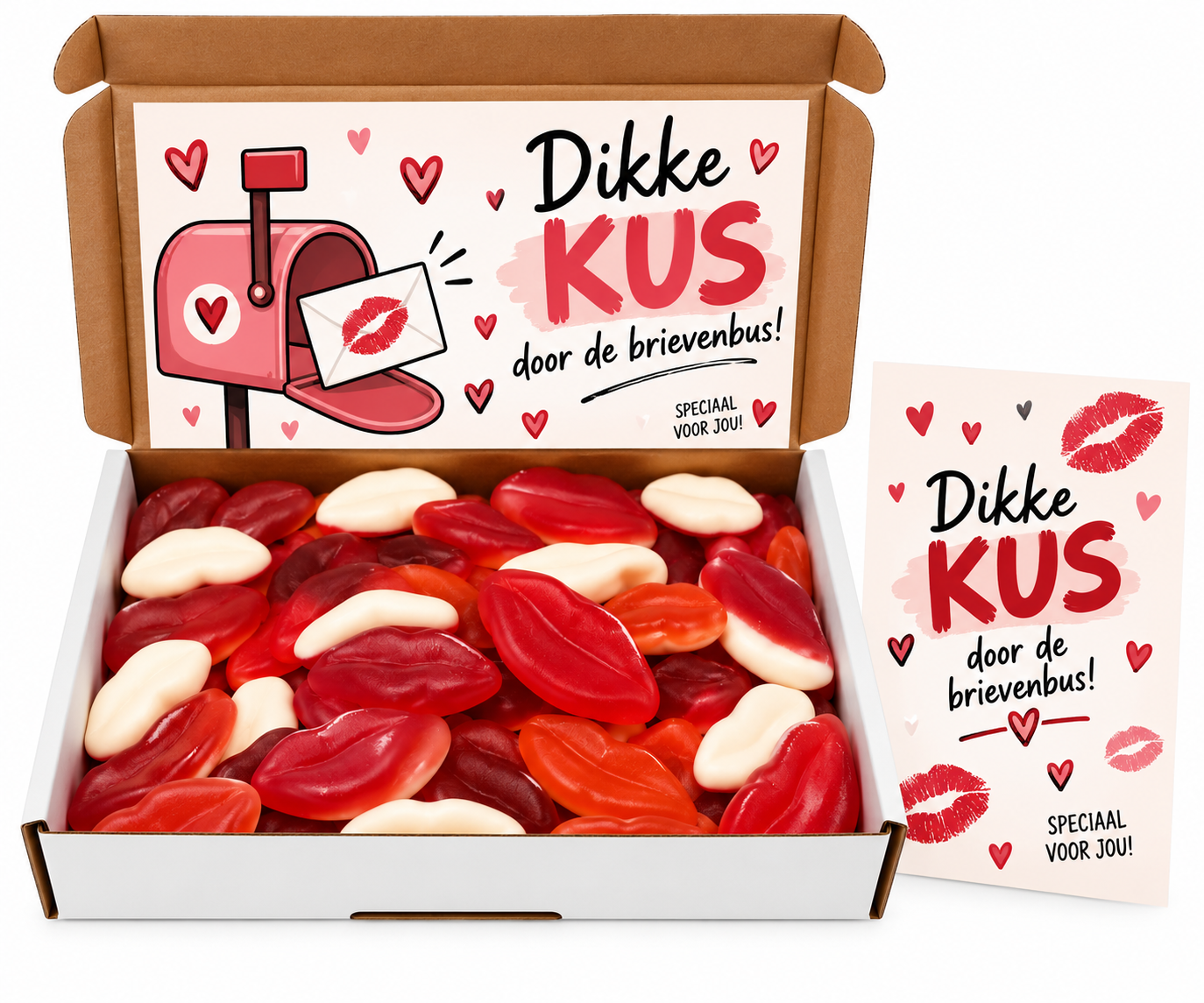 Brievenbus cadeau "Dikke KUS door de brievenbus"