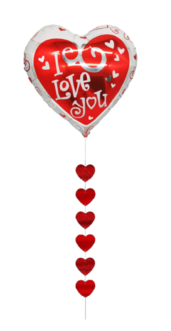 Hart ballon met hartjes slinger