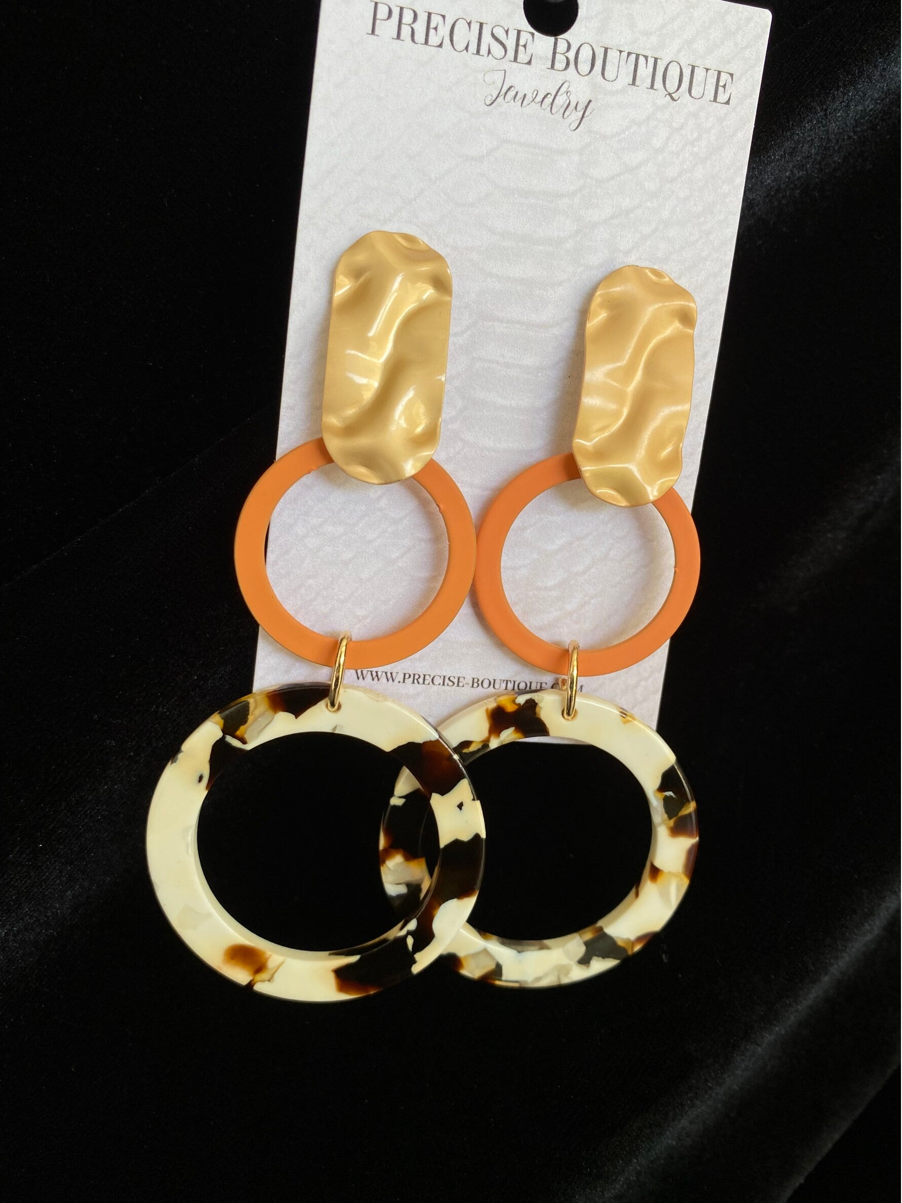 Orange Tortoise Shell Earrings
