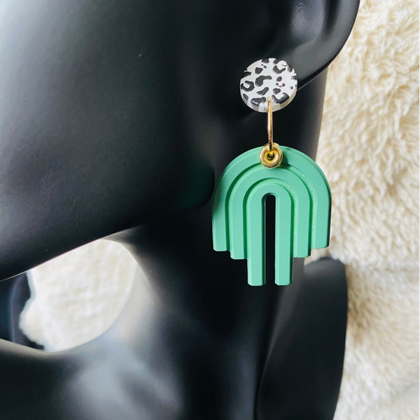 Geometric Leopard Earrings