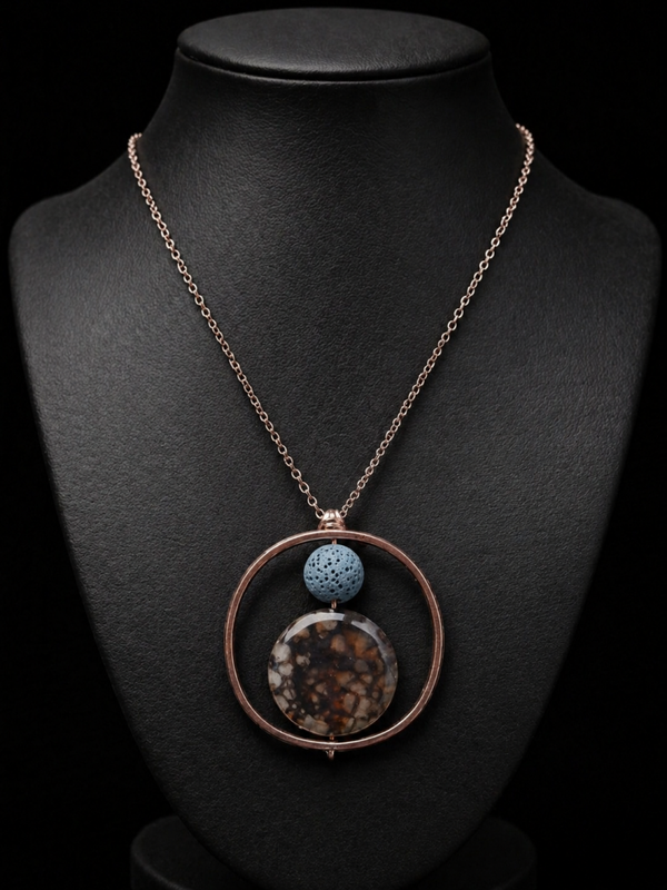 Ketting met Lava Steen & Agaat – Modern Natuursteen Design