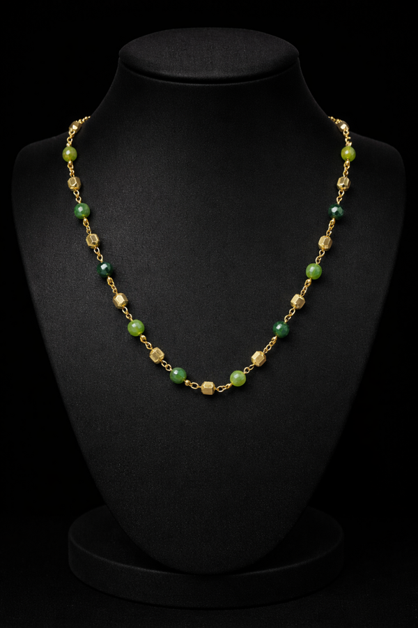 Elegante ketting met groene agaat en hematiet