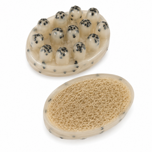 Natuurlijke glycerine, aromatische zeep met scrub en loofah sponsje
