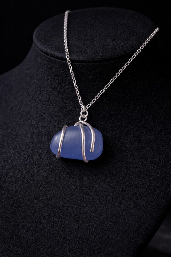 Blauwe natuursteen ketting