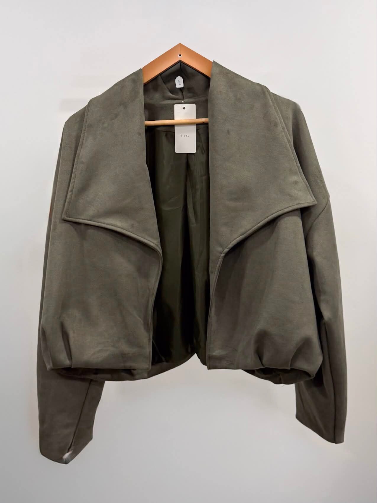 SUEDE-EFFECT DRAPED JACKET/WATERFALL BLAZER