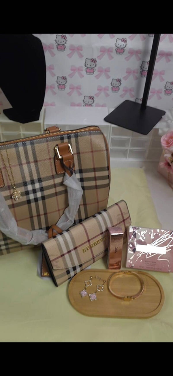 Bundle 1 - Inspired Bur-Bur Boston Bag and Wallet Set