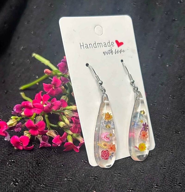 Boucles d'oreilles transparente fleurs