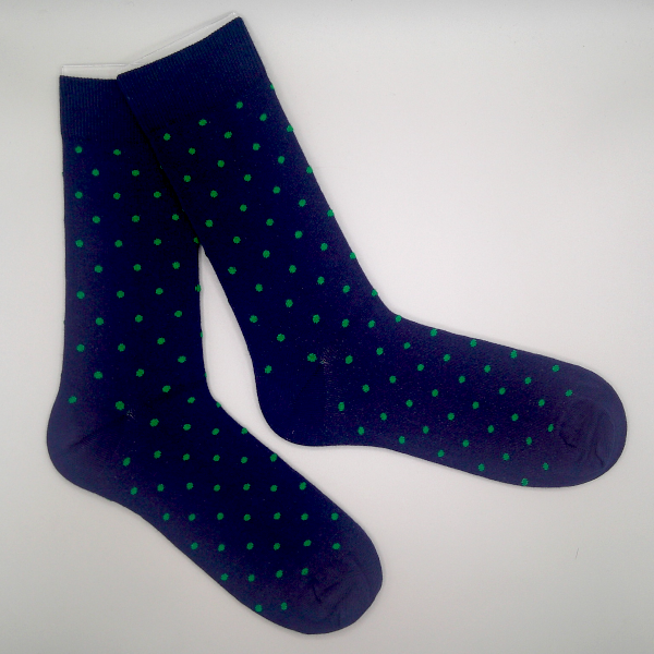 Chaussettes Bleues pois verts