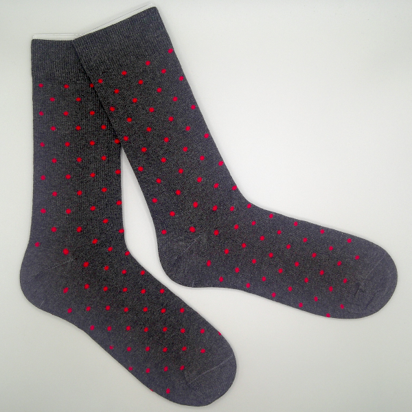 Chaussettes Grises pois rouges