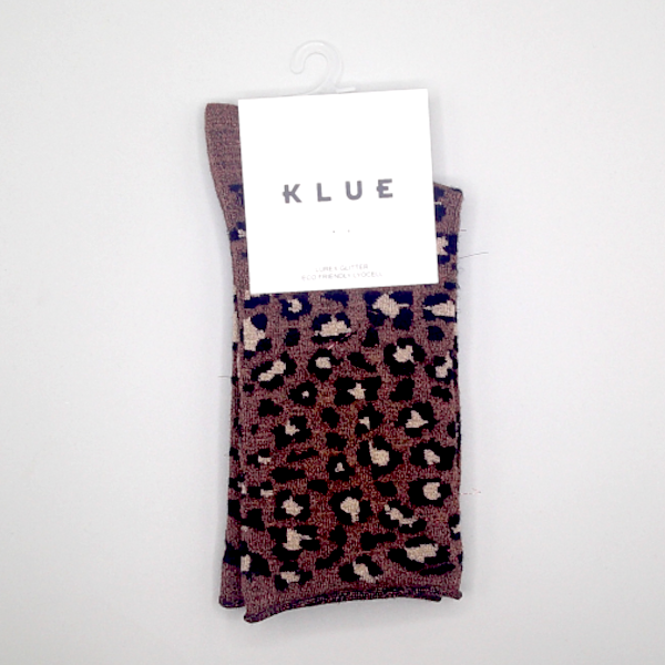 Chaussettes Paillettes Léopard Brunes