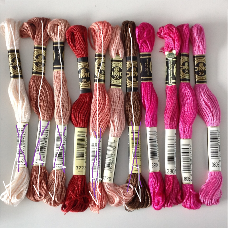 kleur 3770 licht oranjecrème t/m 3806 fuchsia streepjescodelabel