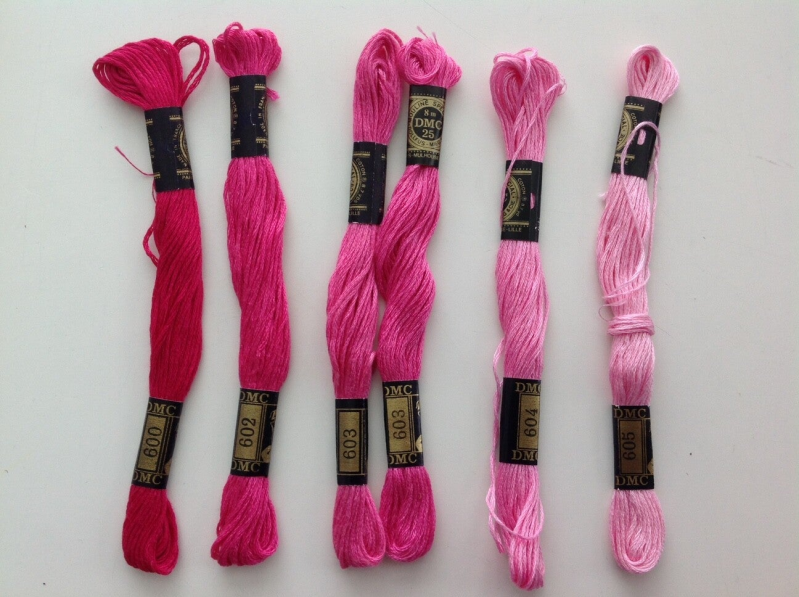 DMC-garen kleur 600 fuchsia t/m 604 roze
