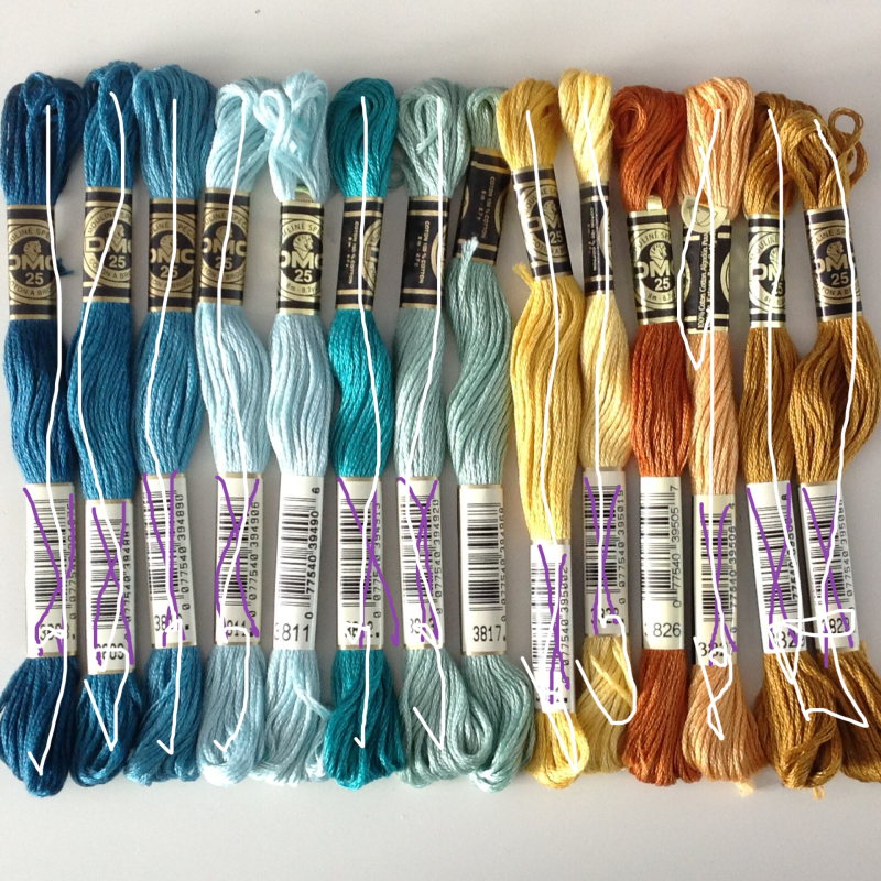 kleur 3808 donker aqua t/m 3829 goudbruin streepjescodelabel