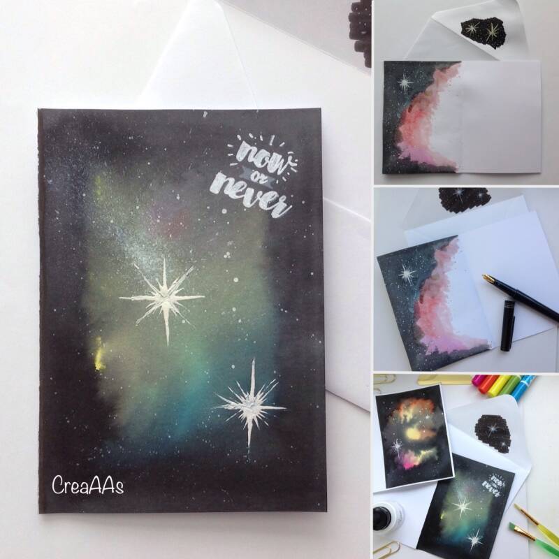 Dubbele kaart met galaxy Now or Never