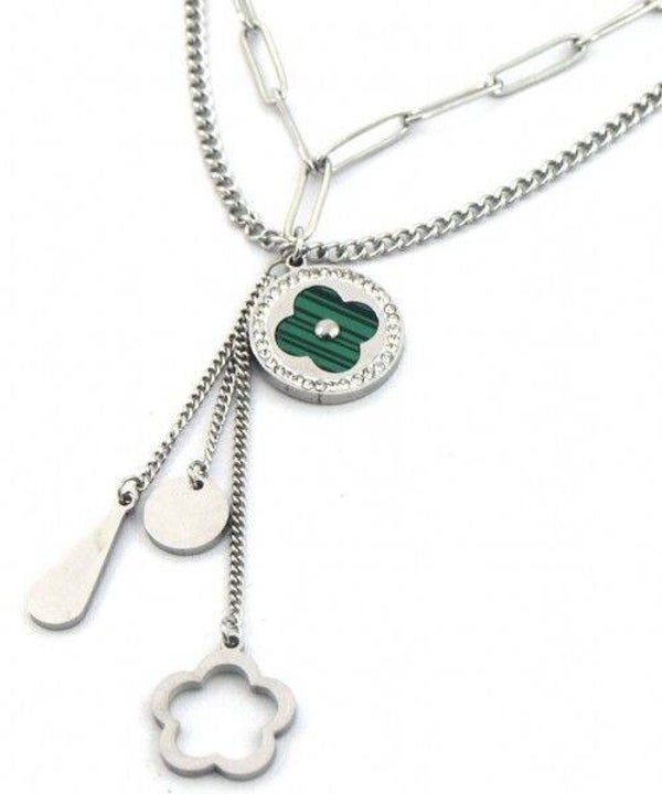 RVS Laagjes ketting Clovers