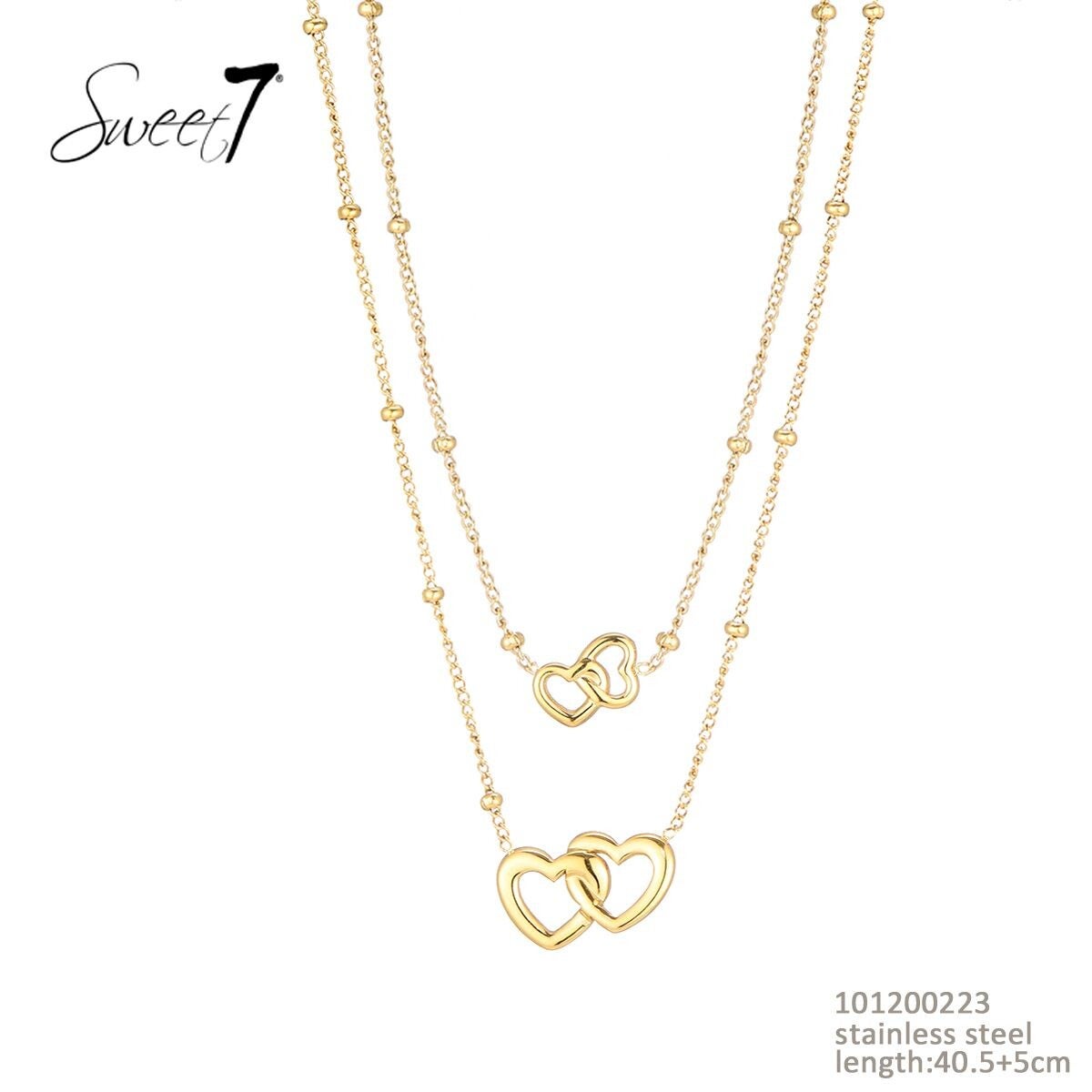 Sweet7 2hearts ketting lengte 40.5 cm+5cm 101200223