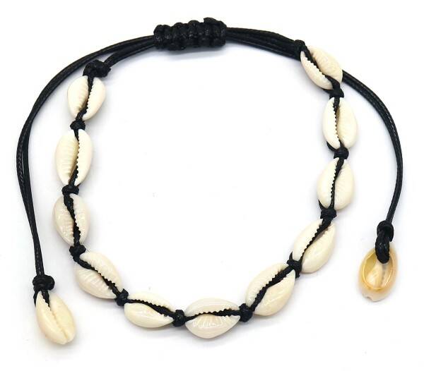 Enkelband schelpjes zwart