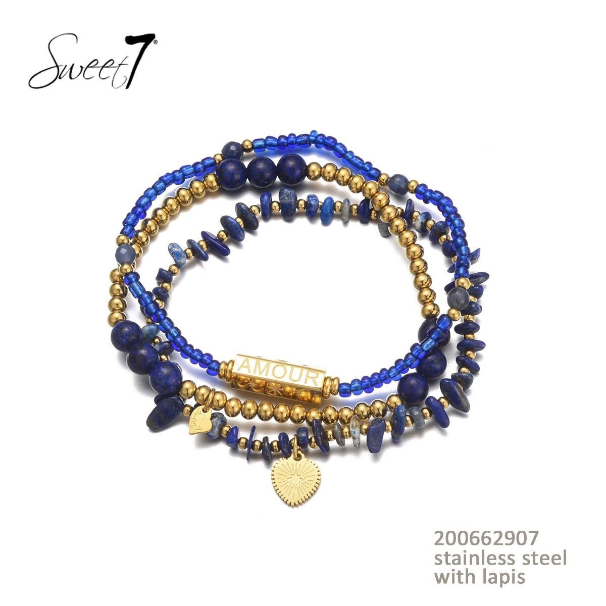 Sweet7 setje armbanden met Lapis Lazuli